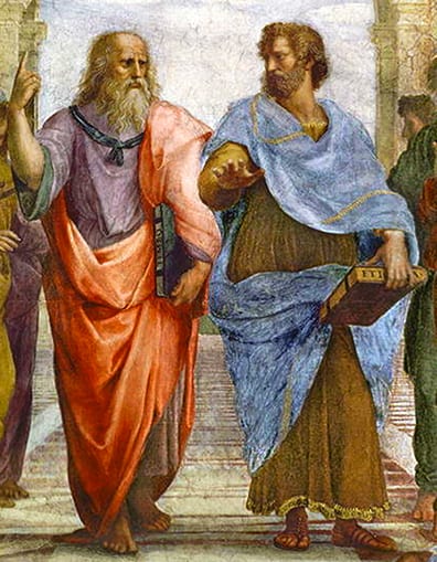 Close-up of Raphael’s 1510 painting</br>
<i>The School of Athens</i>